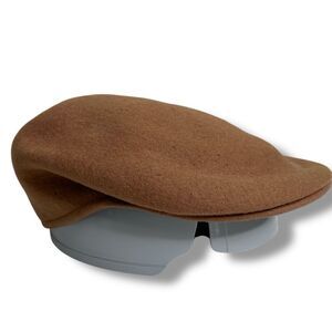 Vintage Wool Newsboy Cap Camel Tan Cabbie Peak Style Flat Cap Size Large FLAWED